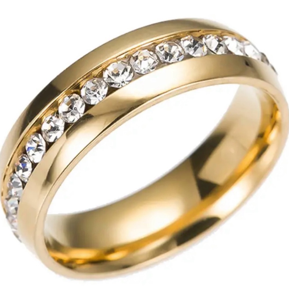 Mens Stainless Steel Mosaic 8mm Band - Shiny Rhinestone Size 9